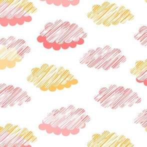 Graphic Clouds Coral Yellow