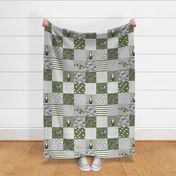 Fox cheater quilt - olive and grey - fox quilt, cheater quilt, woodland quilt, 