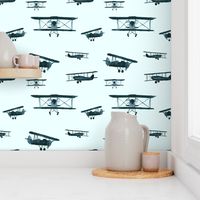 retro air planes on mint || watercolor airplanes for baby boy's nursery