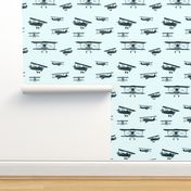 retro air planes on mint || watercolor airplanes for baby boy's nursery