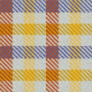 Orange White Blue Yellow Gold Asymmetric Plaid