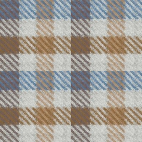 Blue Beige Gray and White Asymmetric Plaid