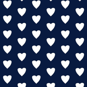 Simple Heart // White  on Navy