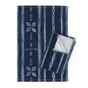 Indigo shibori floral stripes  - Large