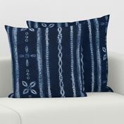 Indigo shibori floral stripes  - Large