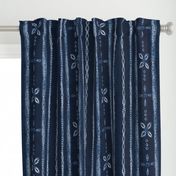 Indigo shibori floral stripes  - Large