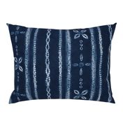 Indigo shibori floral stripes  - Large