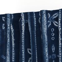 Indigo shibori floral stripes  - Large