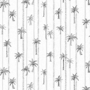 Summer palm trees gray stripes watercolor tropical