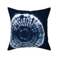 Hand-dyed indigo blue shibori circles