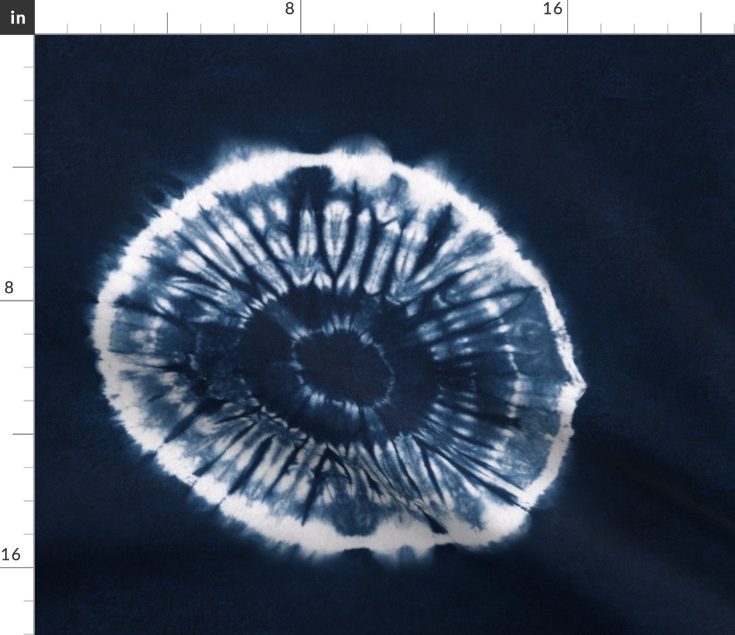 Hand-dyed indigo blue shibori circles