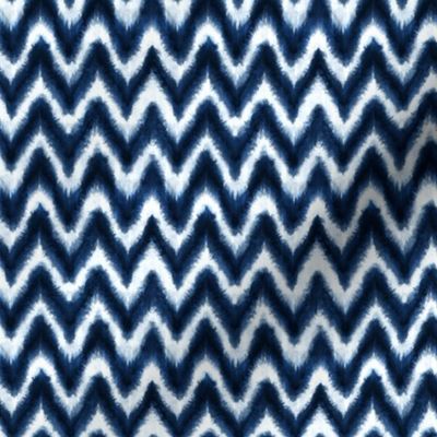 Shibori Chevron hand-dyed indigo blue white - small