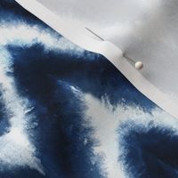 Shibori Chevron hand-dyed indigo blue white - large