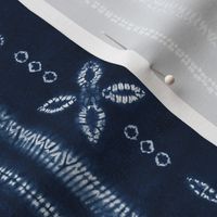 Indigo Shibori Flowers and stripes - SMALL