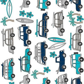 surf trip // vacation surfing road trip california tropical fabric white blues