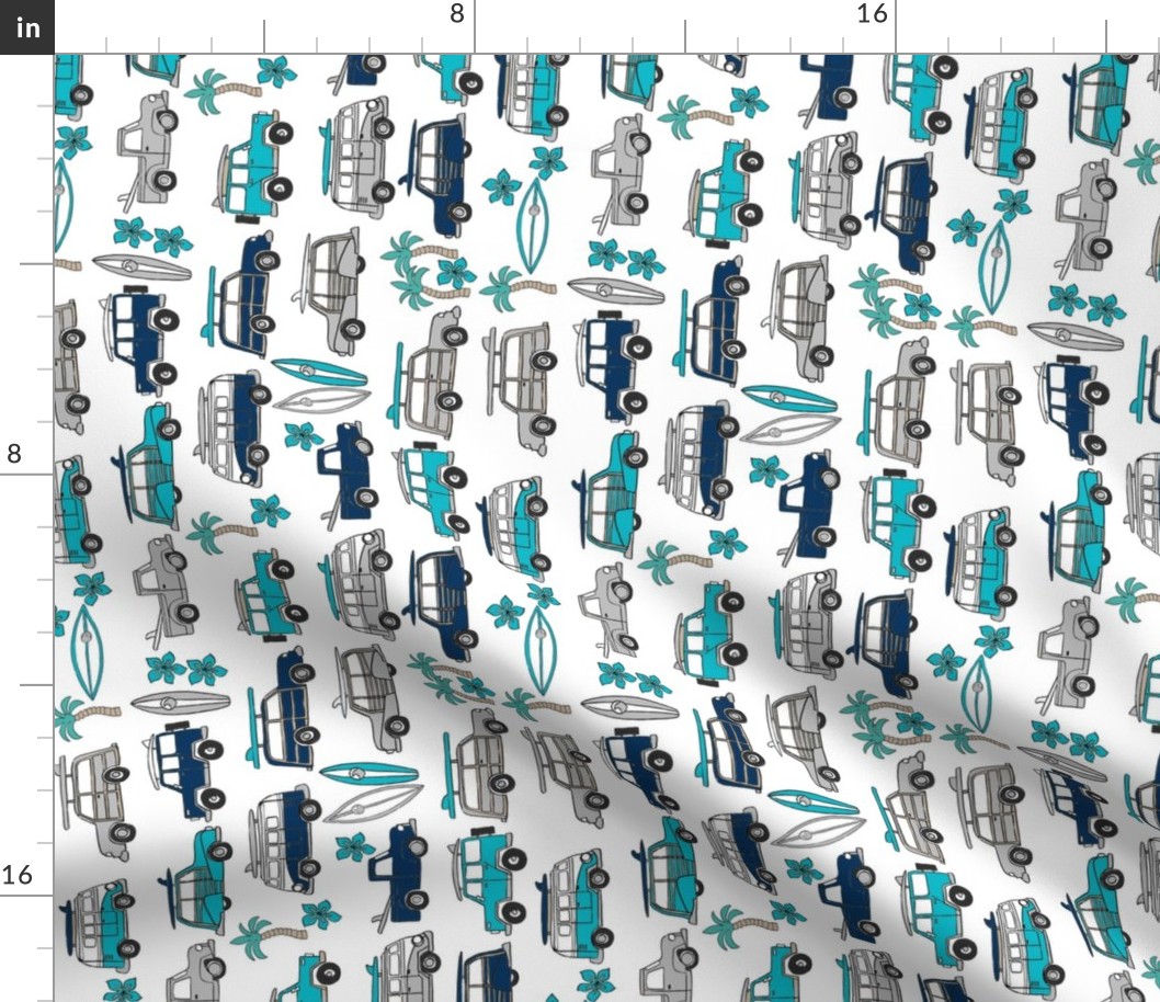 surf trip // vacation surfing road trip california tropical fabric white blues