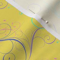 Bright Yellow with Colorful Swirls