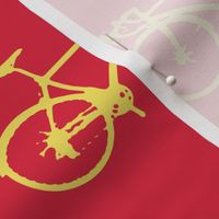 Bicycle and Bird on Red