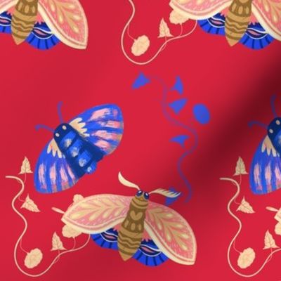 Cute Moths on Red