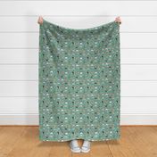 goat floral fabric - goat floral, farm floral, farm animals floral, nigerian dwarf goat, boer goat - teal