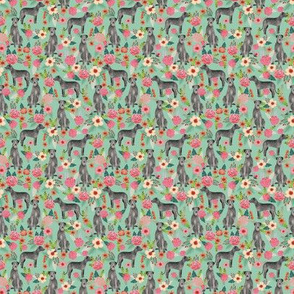 TINY - irish wolfhound fabric, dog fabric, floral fabric, mint fabric, cute dog fabric - mint