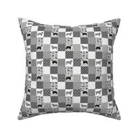 TINY - aussie tricolored cheater quilt grey and black  - 1" squares
