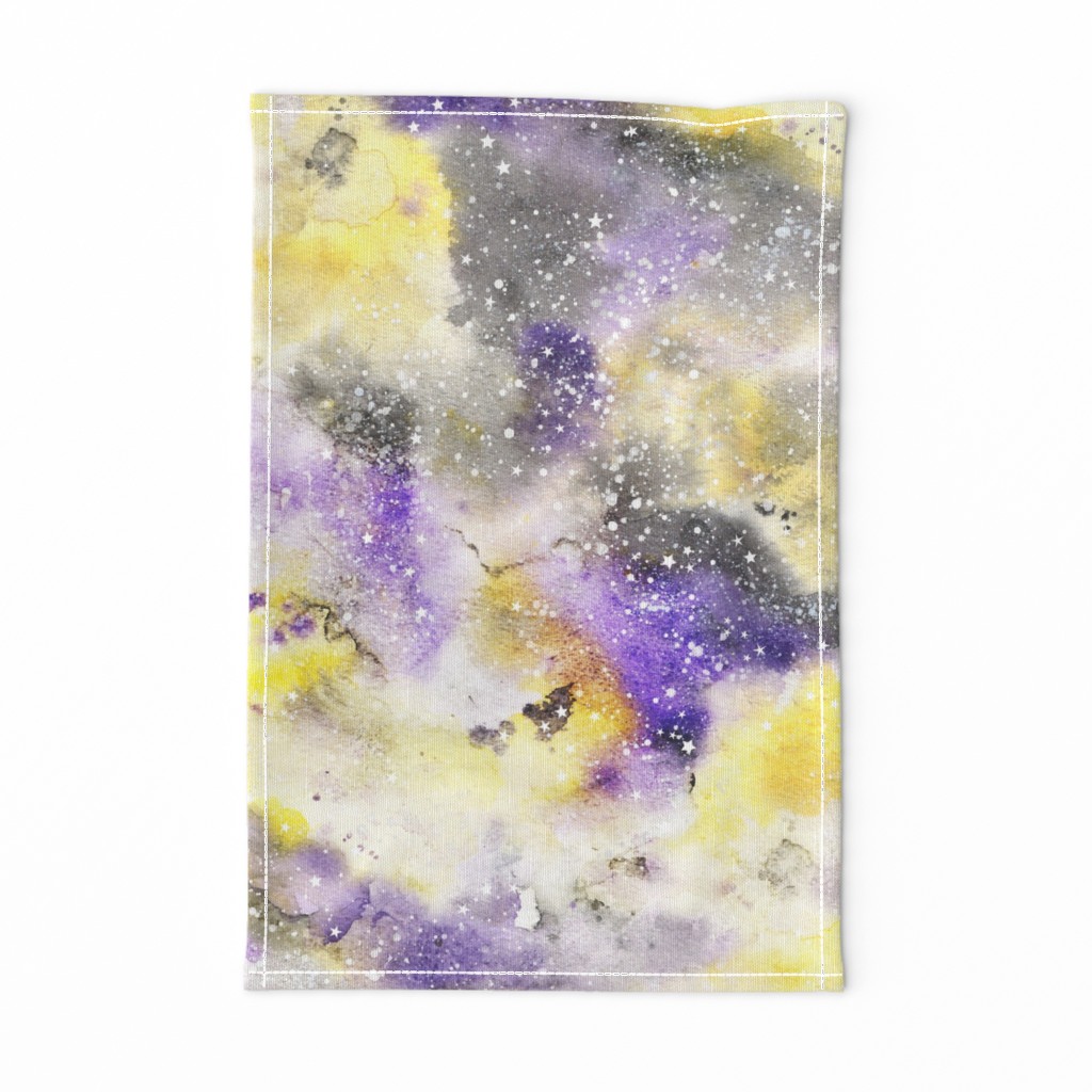 Watercolour #3 - purple, black and yellow with white stars - larger scale