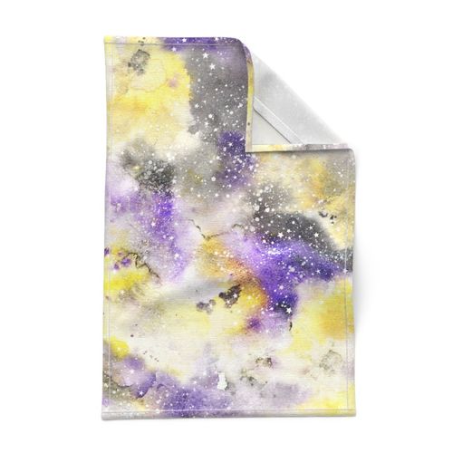 Watercolour #3 - purple, black and yellow with white stars - larger scale