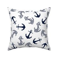 Tribal Anchor Navy on White Large