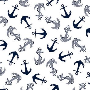 Tribal Anchor Navy on White Large