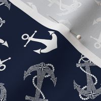 Tribal Anchor White on Navy Small