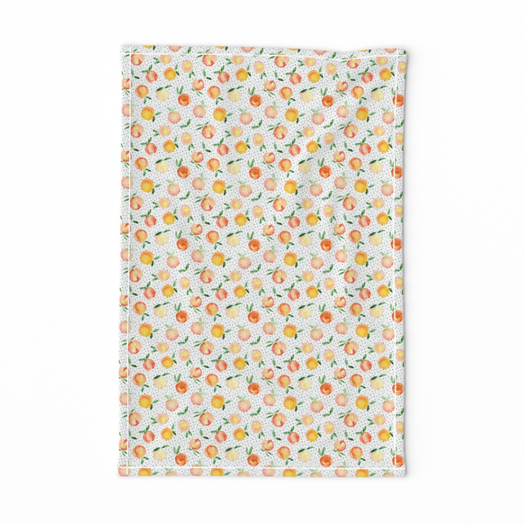 Peachy summer • watercolor peach pattern with polka dot, small scale