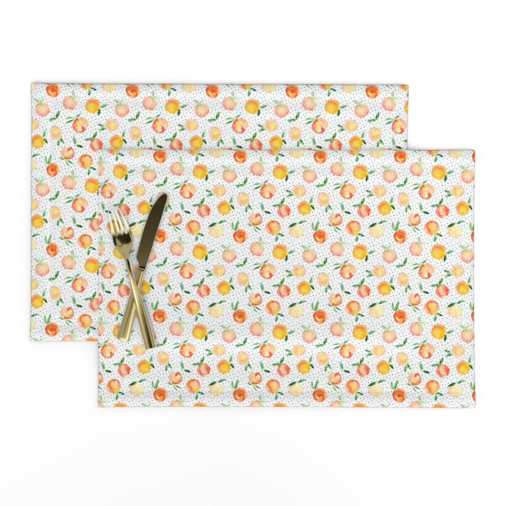 Peachy summer • watercolor peach pattern with polka dot, small scale