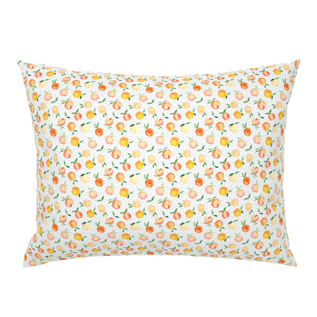 Peachy summer • watercolor peach pattern with polka dot, small scale