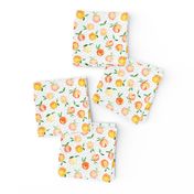 Peachy summer • watercolor peach pattern with polka dot, small scale