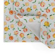 Peachy summer • watercolor peach pattern with polka dot, small scale