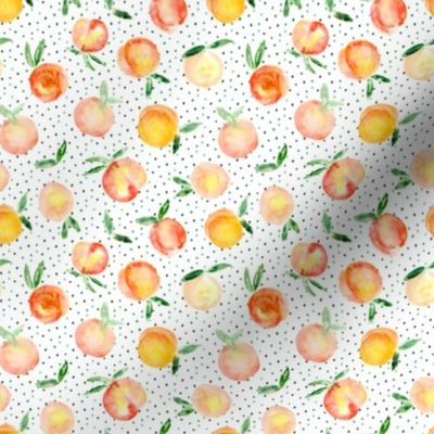 Peachy summer • watercolor peach pattern with polka dot, small scale