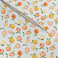 Peachy summer • watercolor peach pattern with polka dot, small scale