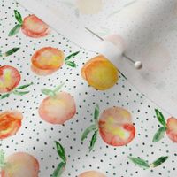 Peachy summer • watercolor peach pattern with polka dot, small scale