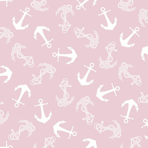 Tribal Anchor White on Pink Large