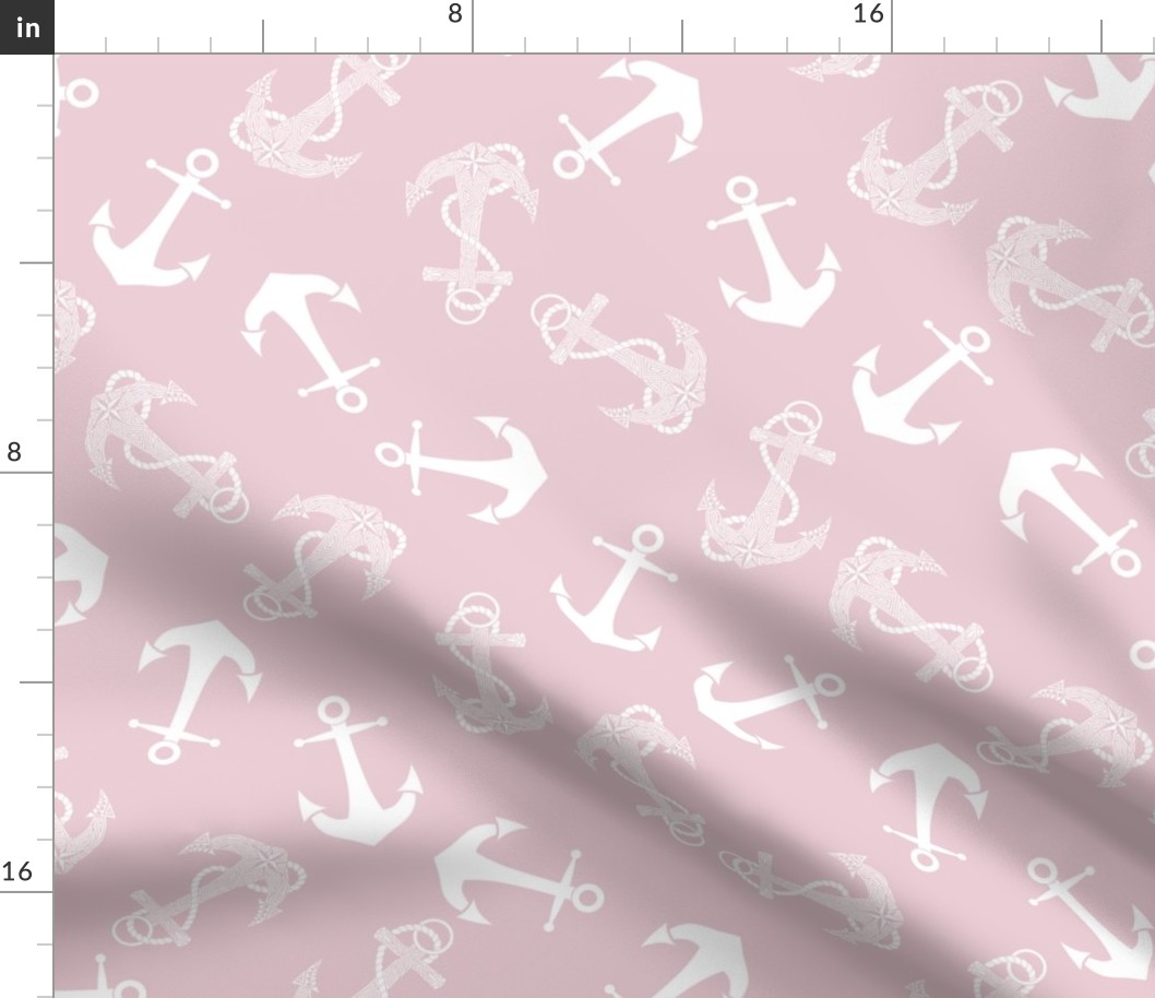 Tribal Anchor White on Pink Large