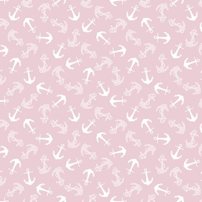 Tribal Anchor White on Pink Small