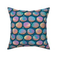 Small scale // Kawaii Mexican conchas // turquoise background rainbow colors pan dulce shells