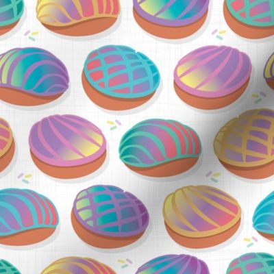 Small scale // Mexican conchas // white background rainbow colors pan dulce shells