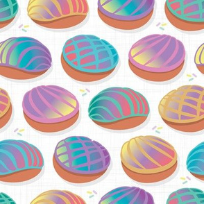 Small scale // Mexican conchas // white background rainbow colors pan dulce shells