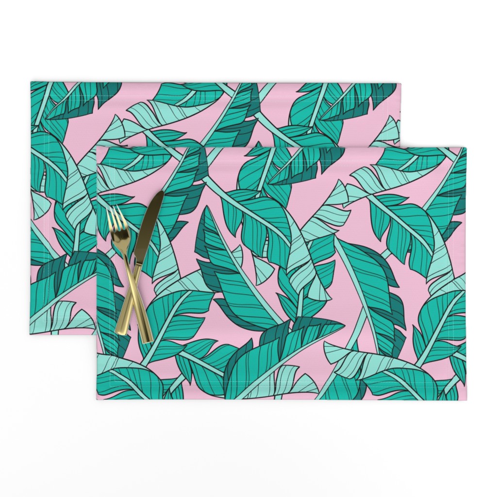 banana leaves - pink, large