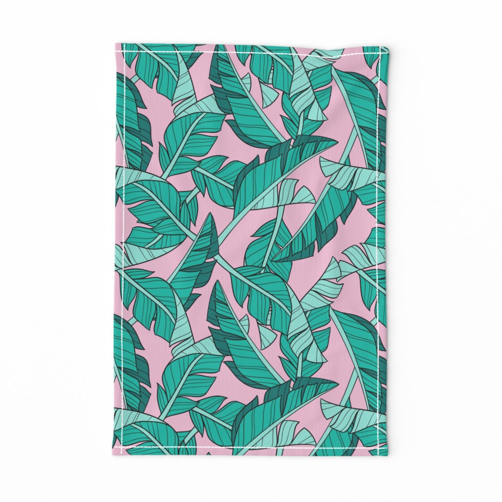 banana leaves - pink, large