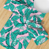 banana leaves - pink, large