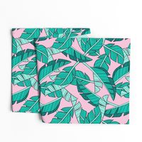 banana leaves - pink, large