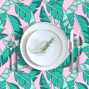 banana leaves - pink, large